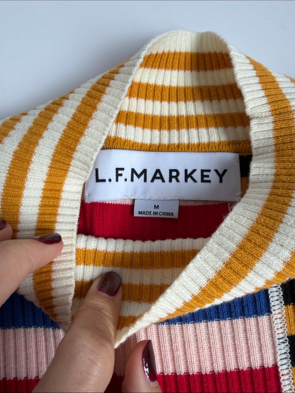 L.F. Markey Striped Multi-Color Ribbed Sweater Top - Picture 3 of 3